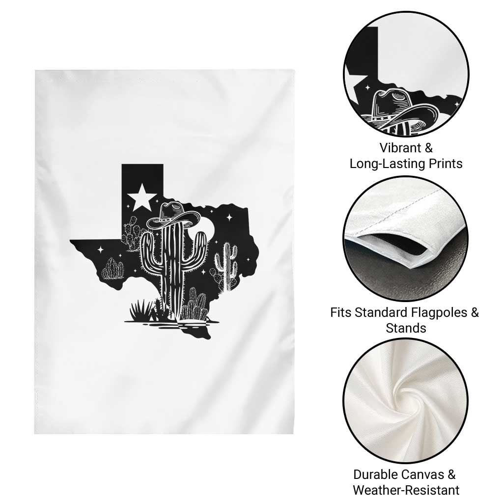 Western Pride Gift Garden Flag Cactus Texas Map With Cowboy Hat - Wonder Print Shop