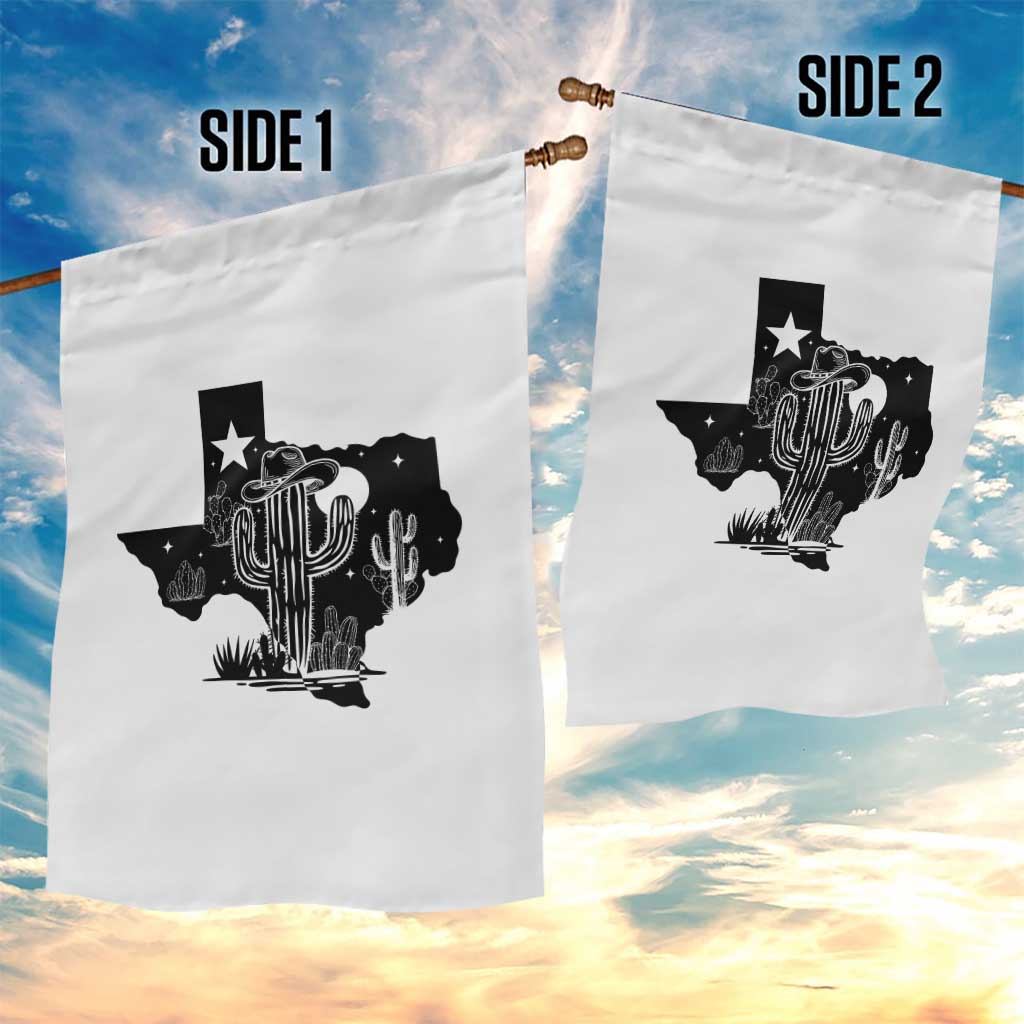 Western Pride Gift Garden Flag Cactus Texas Map With Cowboy Hat - Wonder Print Shop