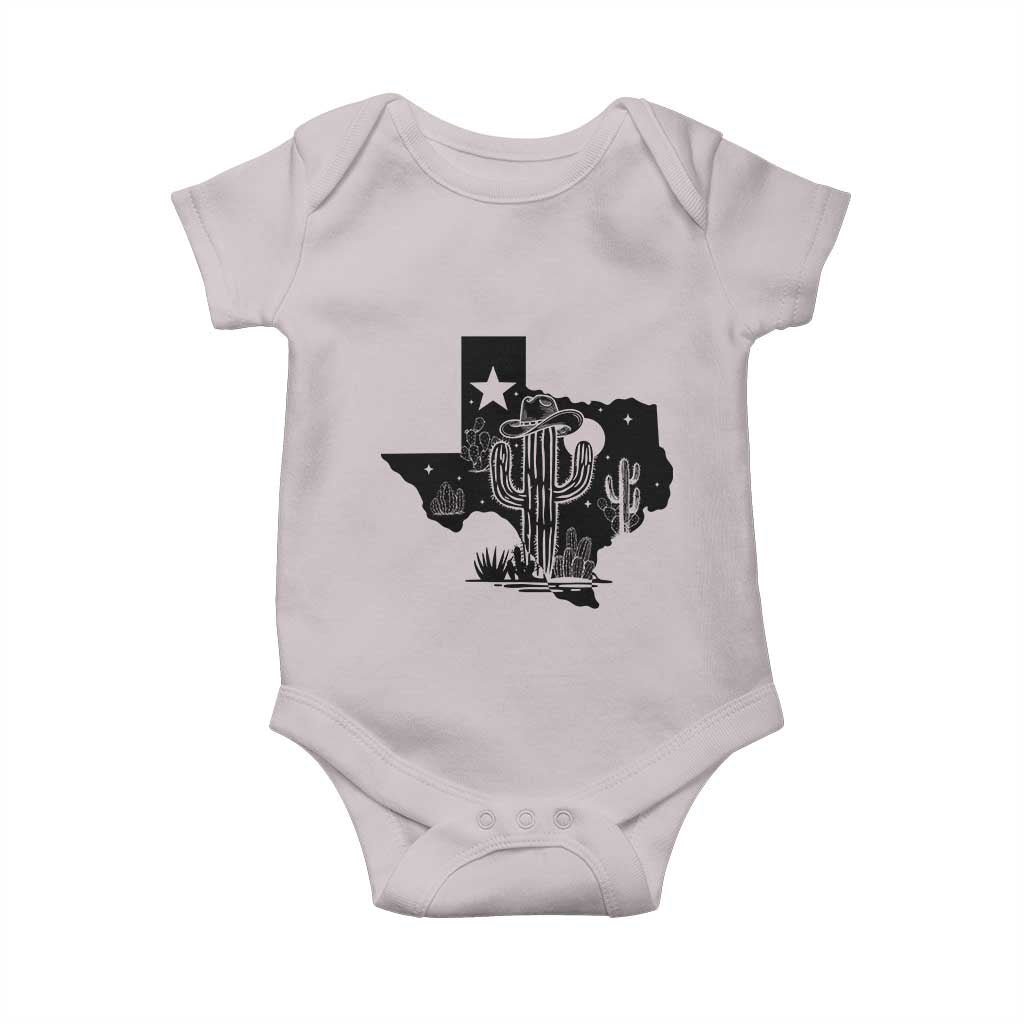 Western Pride Gift Baby Onesie Cactus Texas Map With Cowboy Hat - Wonder Print Shop