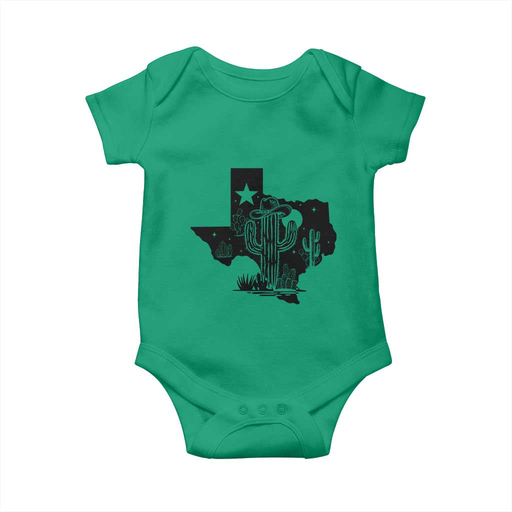 Western Pride Gift Baby Onesie Cactus Texas Map With Cowboy Hat - Wonder Print Shop