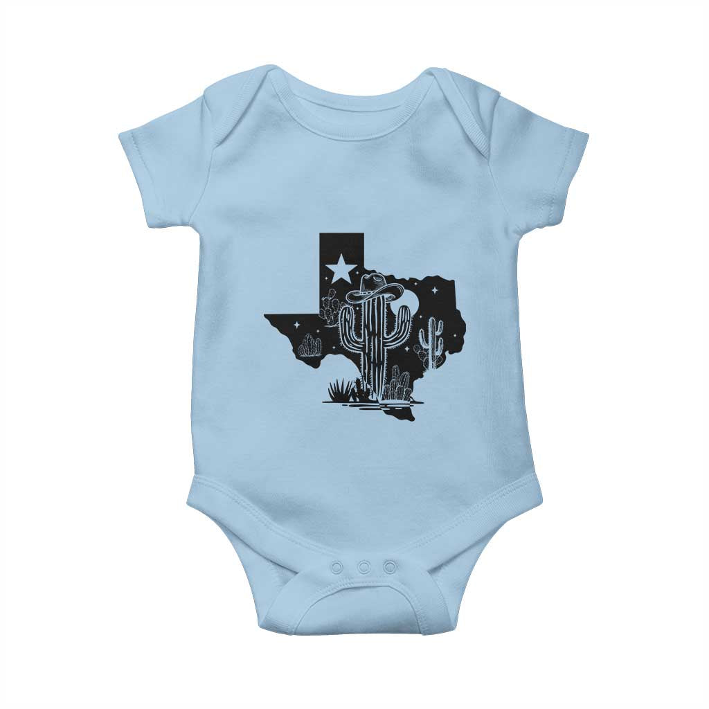 Western Pride Gift Baby Onesie Cactus Texas Map With Cowboy Hat - Wonder Print Shop