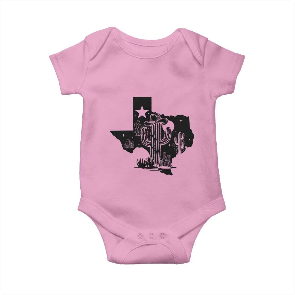 Western Pride Gift Baby Onesie Cactus Texas Map With Cowboy Hat - Wonder Print Shop