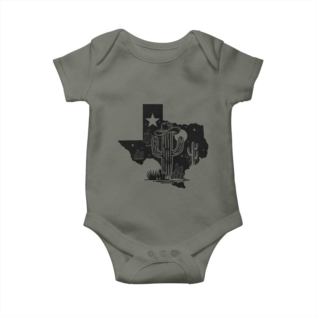 Western Pride Gift Baby Onesie Cactus Texas Map With Cowboy Hat - Wonder Print Shop
