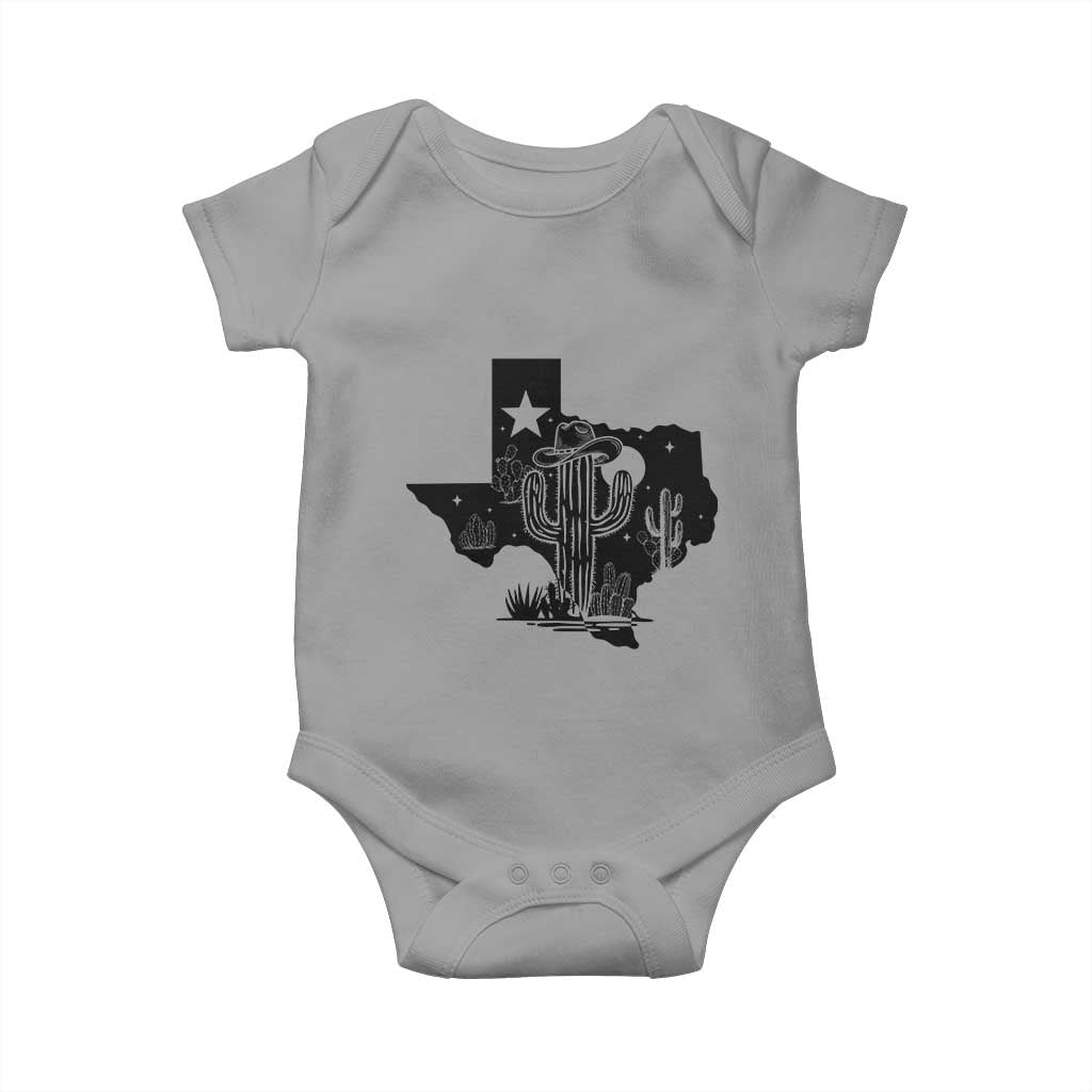 Western Pride Gift Baby Onesie Cactus Texas Map With Cowboy Hat - Wonder Print Shop