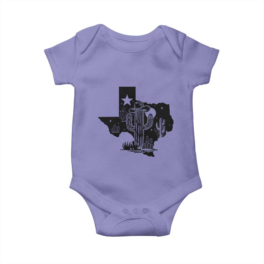 Western Pride Gift Baby Onesie Cactus Texas Map With Cowboy Hat - Wonder Print Shop