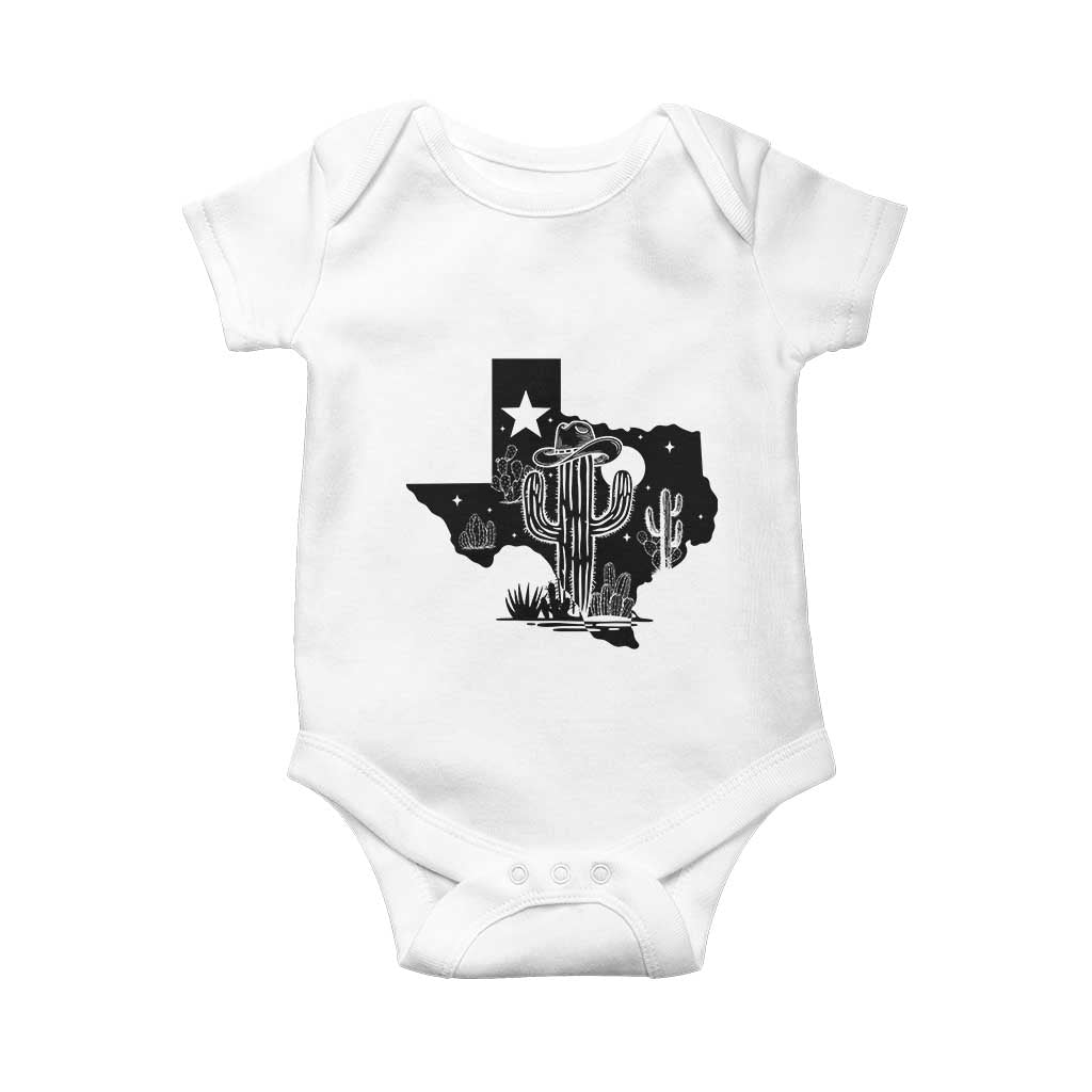 Western Pride Gift Baby Onesie Cactus Texas Map With Cowboy Hat - Wonder Print Shop