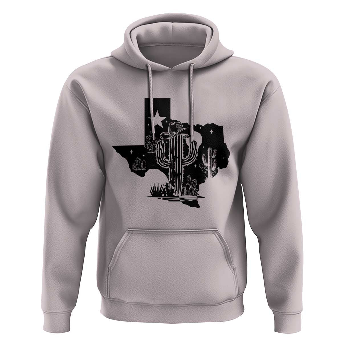 Western Pride Gift Hoodie Cactus Texas Map With Cowboy Hat - Wonder Print Shop