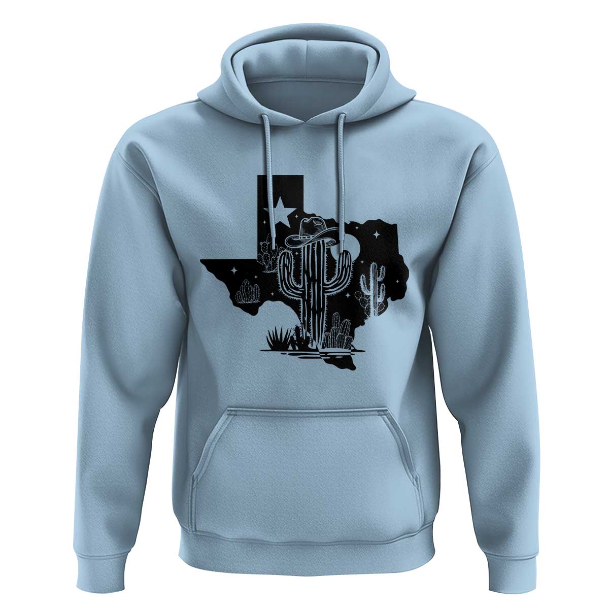 Western Pride Gift Hoodie Cactus Texas Map With Cowboy Hat - Wonder Print Shop