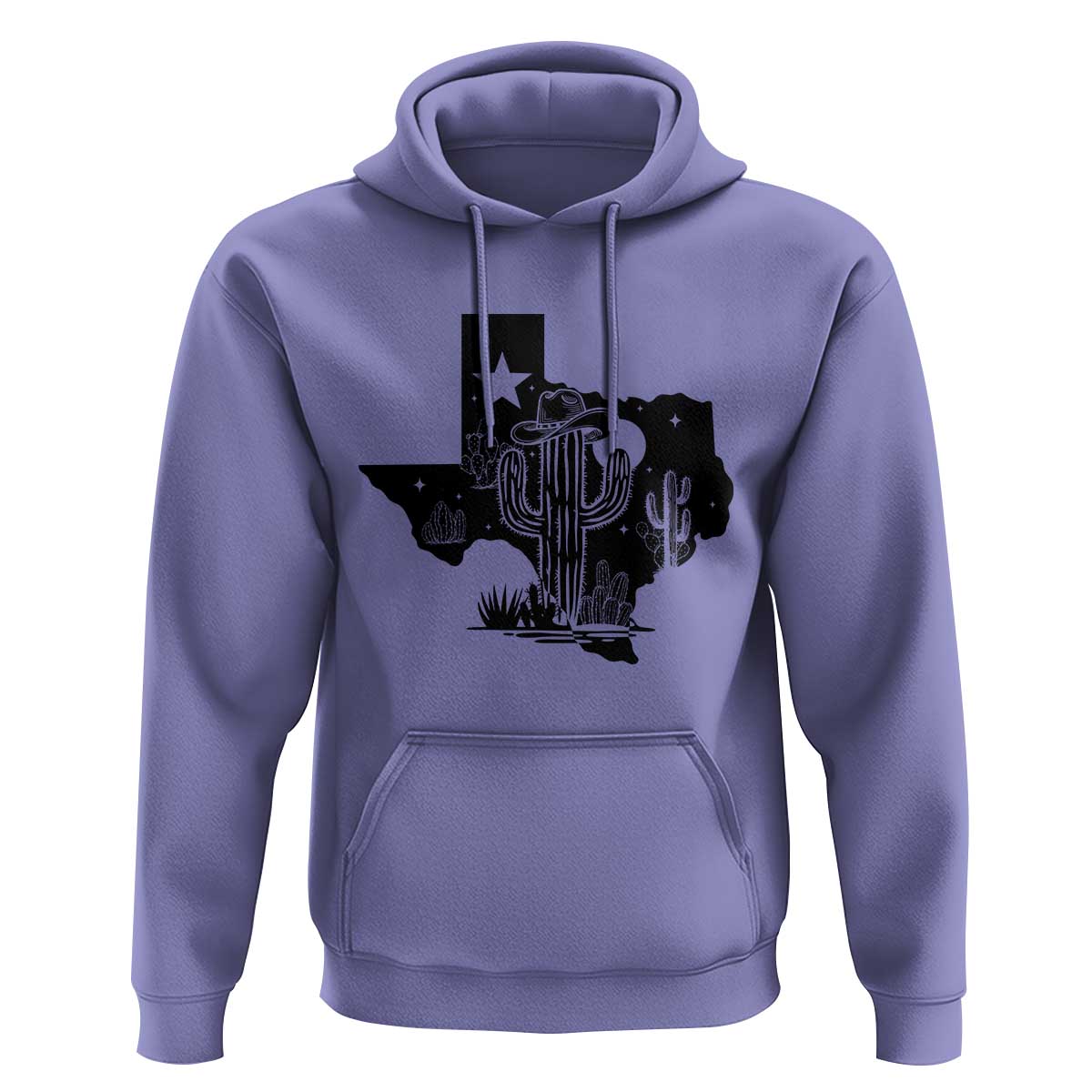 Western Pride Gift Hoodie Cactus Texas Map With Cowboy Hat - Wonder Print Shop