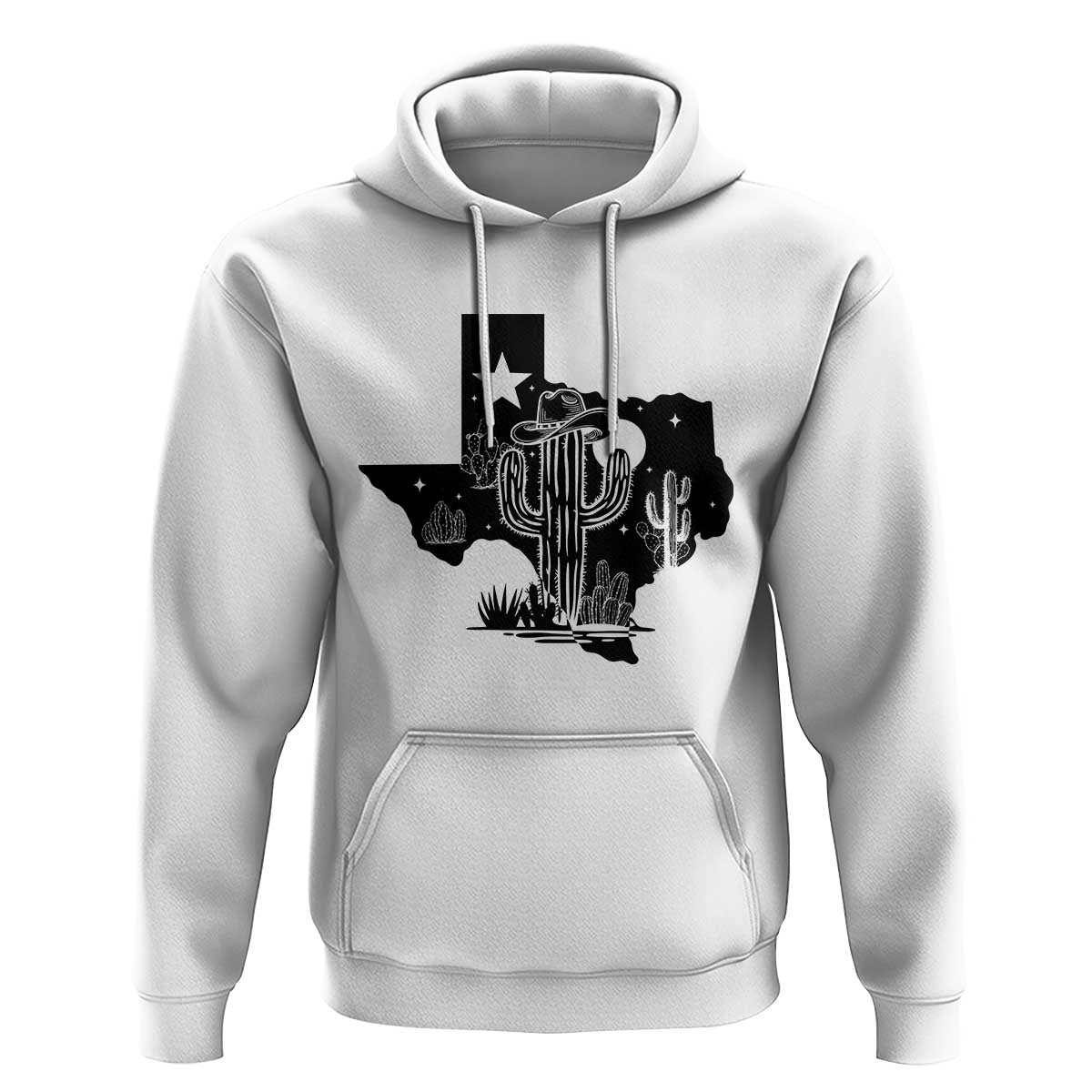 Western Pride Gift Hoodie Cactus Texas Map With Cowboy Hat - Wonder Print Shop