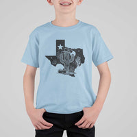 Western Pride Gift T Shirt For Kid Cactus Texas Map With Cowboy Hat - Wonder Print Shop