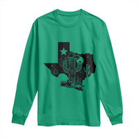 Western Pride Gift Long Sleeve Shirt Cactus Texas Map With Cowboy Hat - Wonder Print Shop