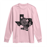 Western Pride Gift Long Sleeve Shirt Cactus Texas Map With Cowboy Hat - Wonder Print Shop