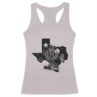 Western Pride Gift Racerback Tank Top Cactus Texas Map With Cowboy Hat - Wonder Print Shop