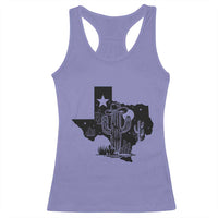 Western Pride Gift Racerback Tank Top Cactus Texas Map With Cowboy Hat - Wonder Print Shop