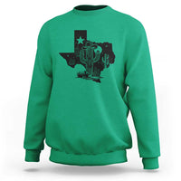 Western Pride Gift Sweatshirt Cactus Texas Map With Cowboy Hat - Wonder Print Shop
