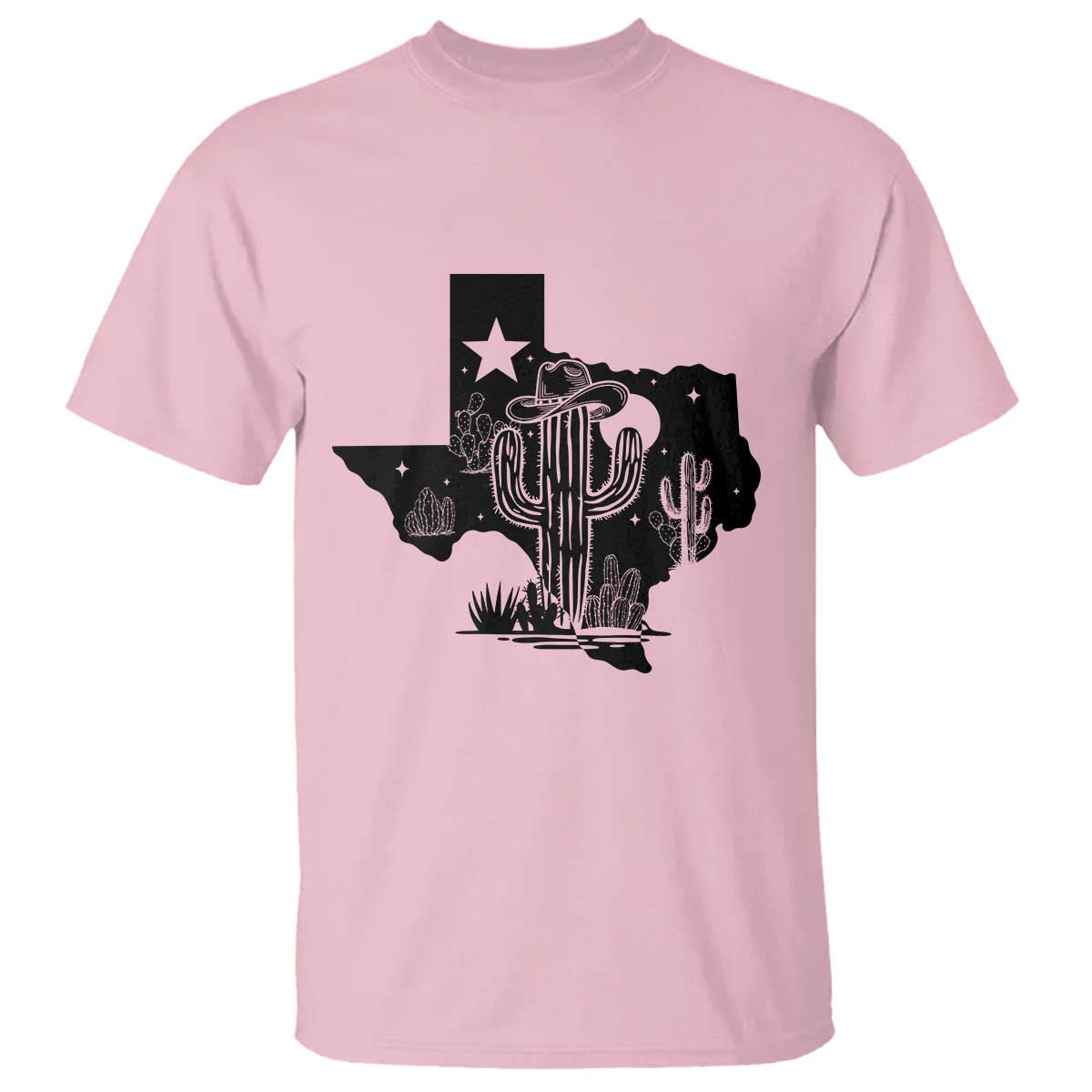 Western Pride Gift T Shirt Cactus Texas Map With Cowboy Hat - Wonder Print Shop