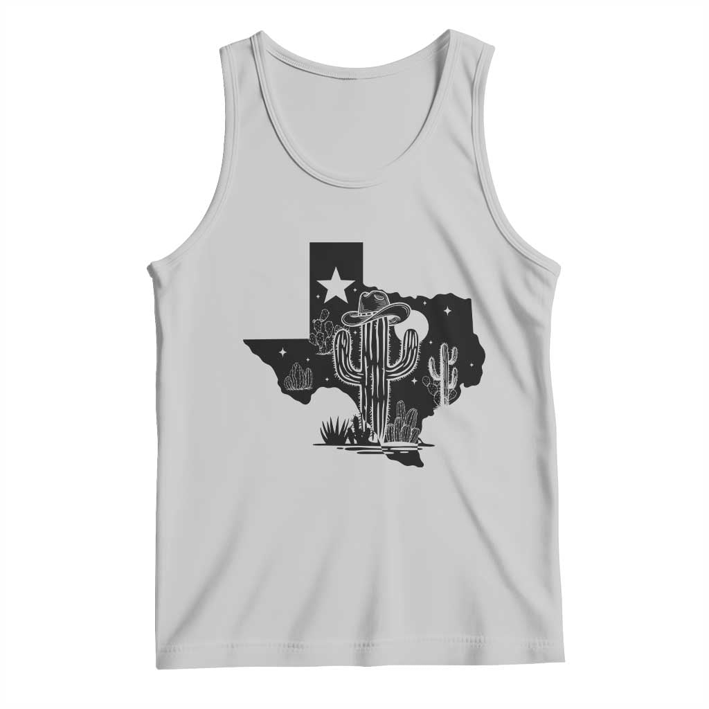 Western Pride Gift Tank Top Cactus Texas Map With Cowboy Hat - Wonder Print Shop