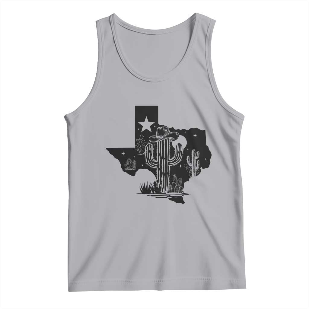 Western Pride Gift Tank Top Cactus Texas Map With Cowboy Hat - Wonder Print Shop