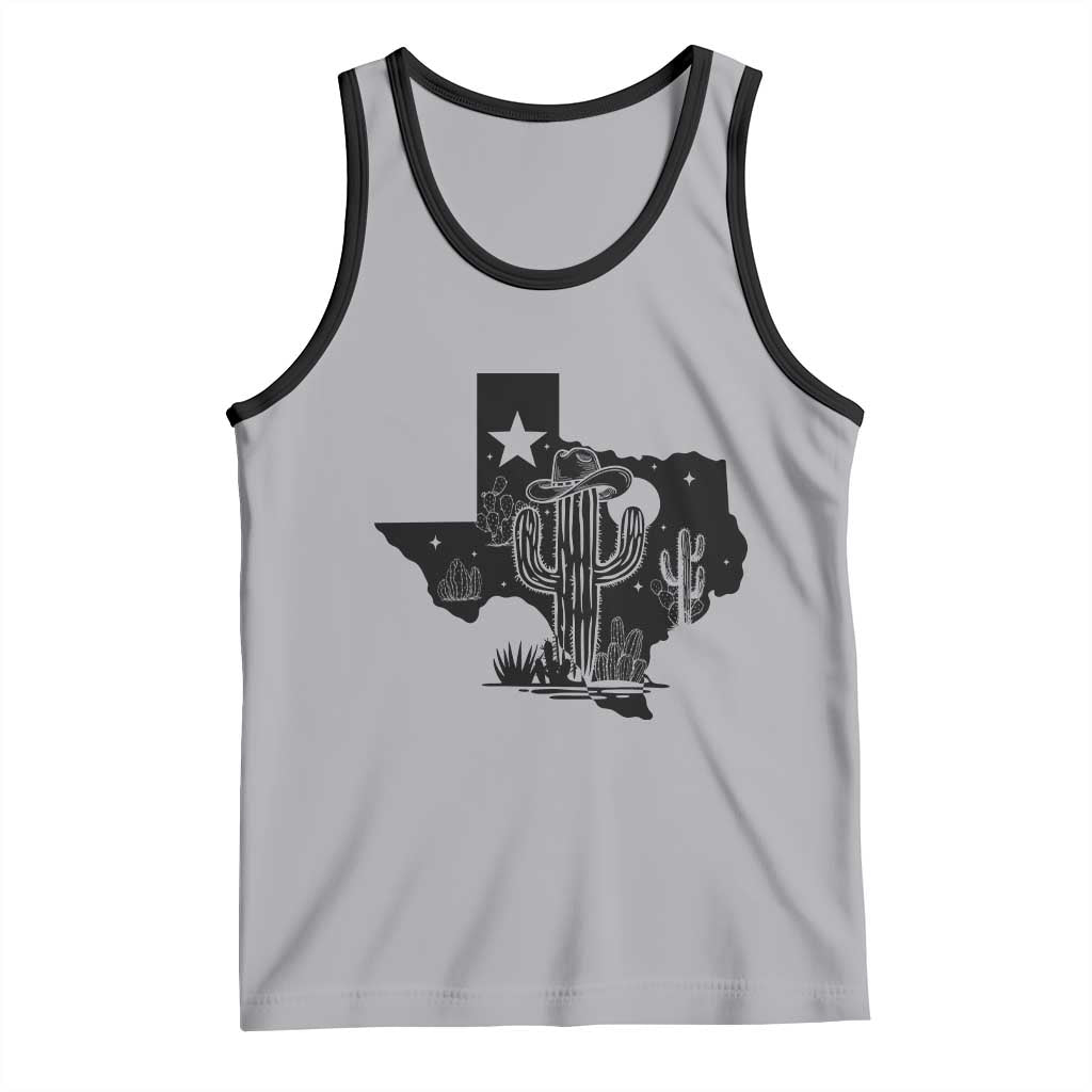 Western Pride Gift Tank Top Cactus Texas Map With Cowboy Hat - Wonder Print Shop