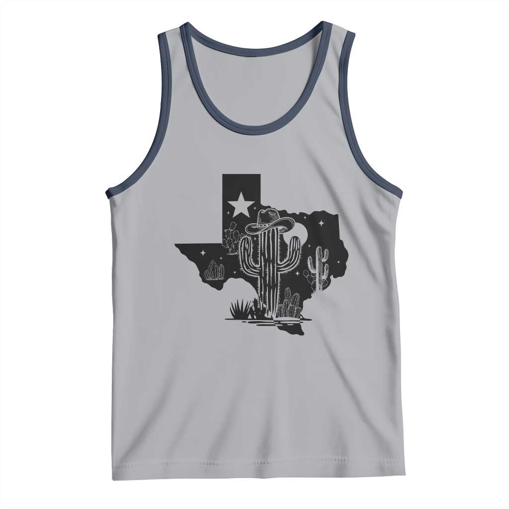 Western Pride Gift Tank Top Cactus Texas Map With Cowboy Hat - Wonder Print Shop