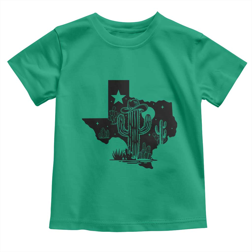Western Pride Gift Toddler T Shirt Cactus Texas Map With Cowboy Hat - Wonder Print Shop
