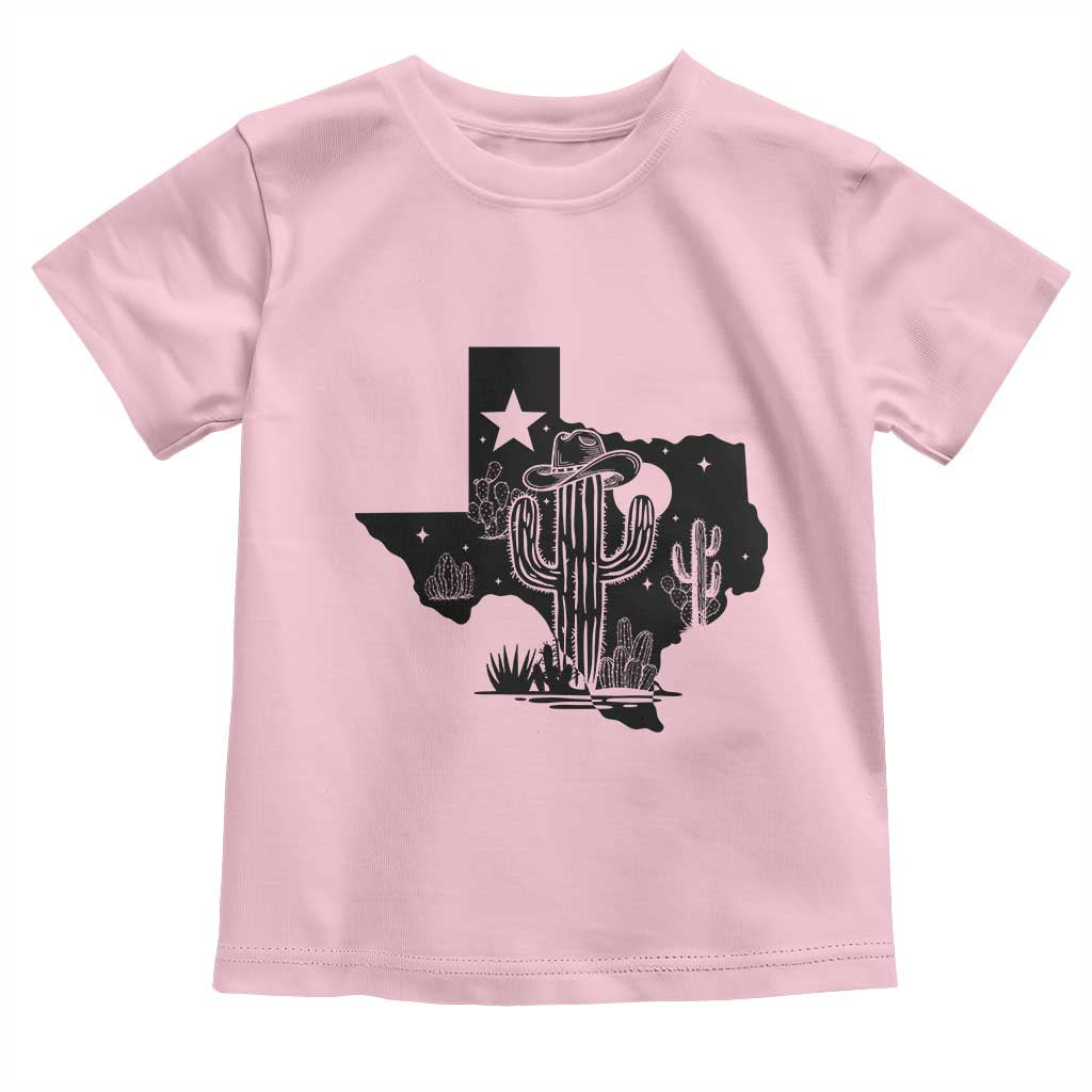Western Pride Gift Toddler T Shirt Cactus Texas Map With Cowboy Hat - Wonder Print Shop