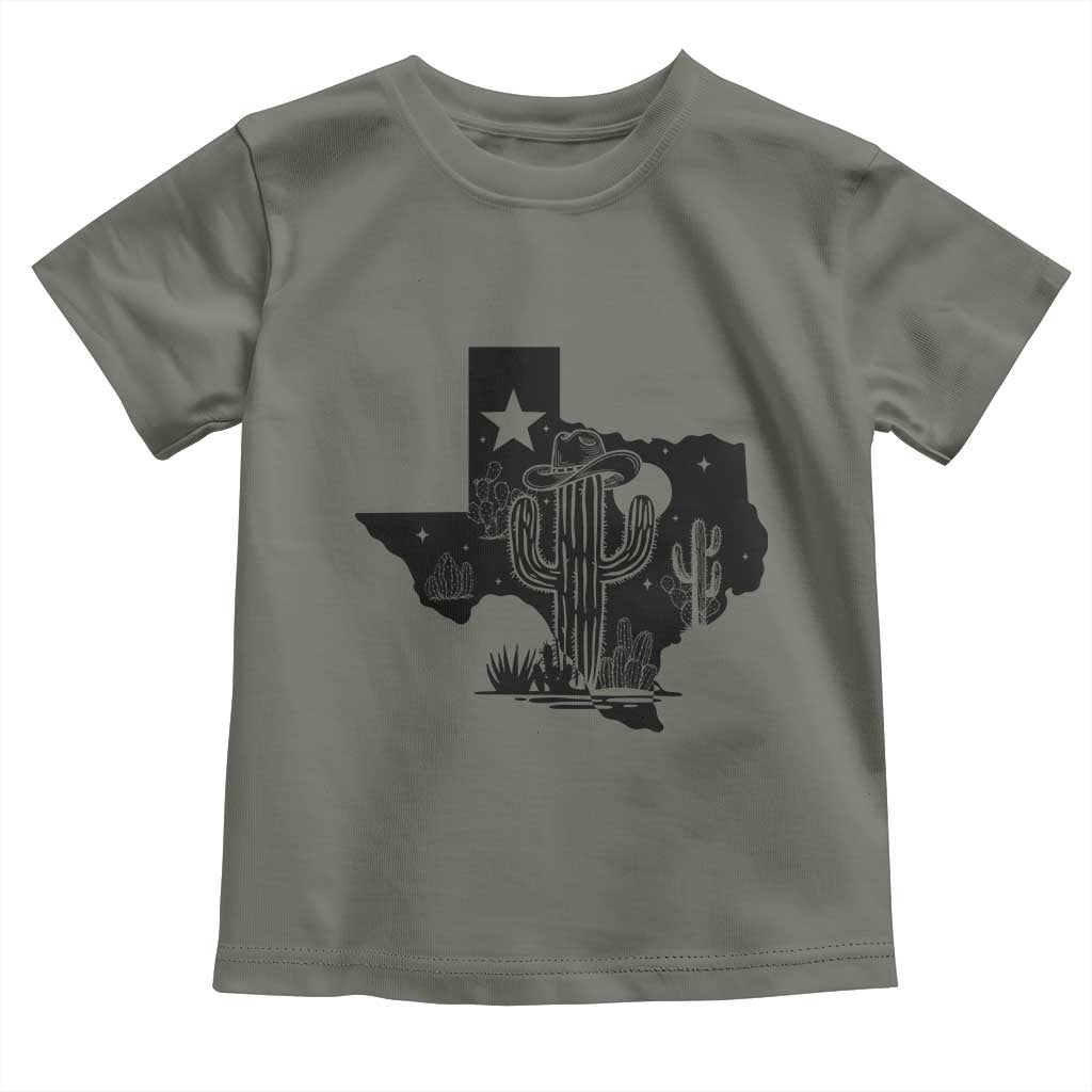Western Pride Gift Toddler T Shirt Cactus Texas Map With Cowboy Hat - Wonder Print Shop