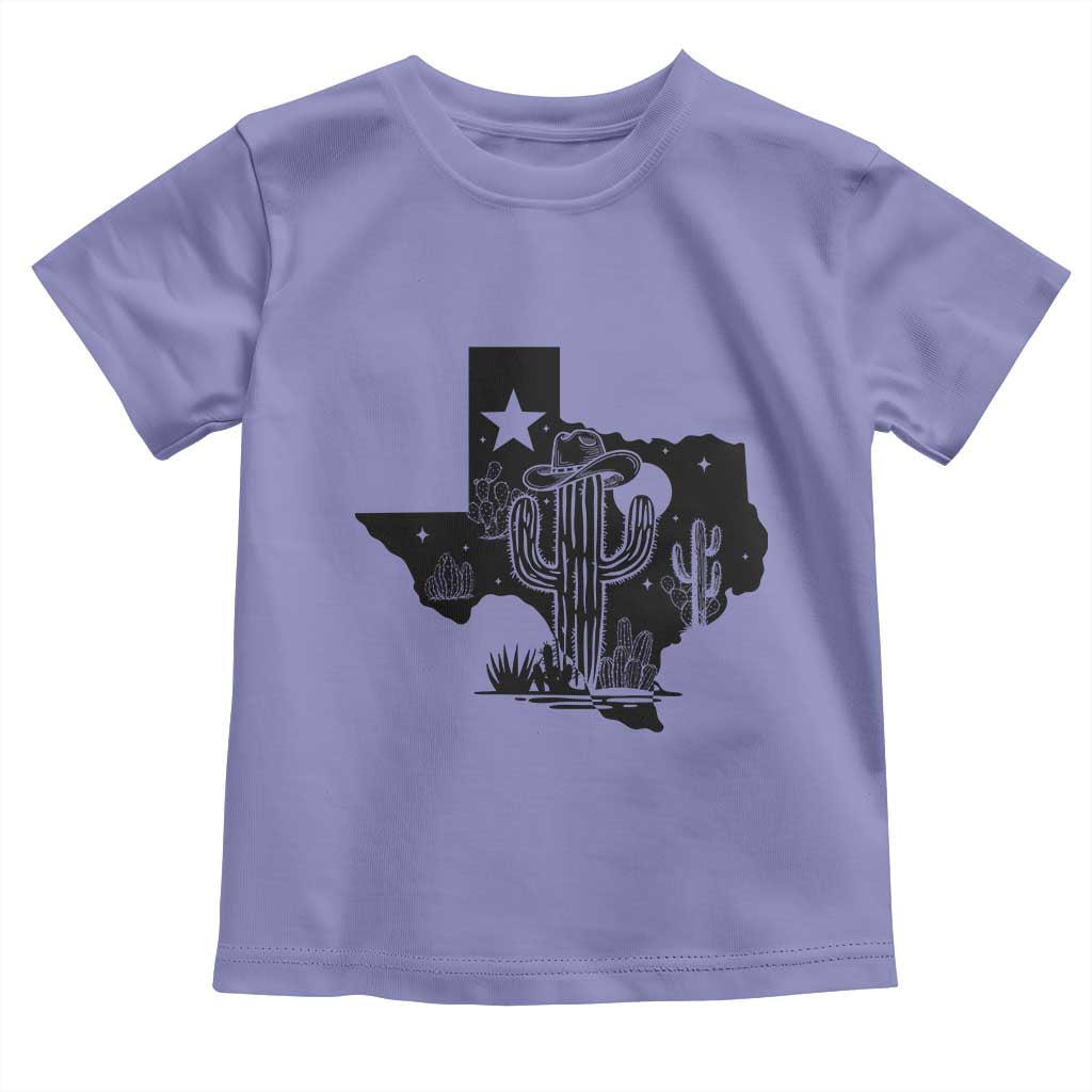 Western Pride Gift Toddler T Shirt Cactus Texas Map With Cowboy Hat - Wonder Print Shop