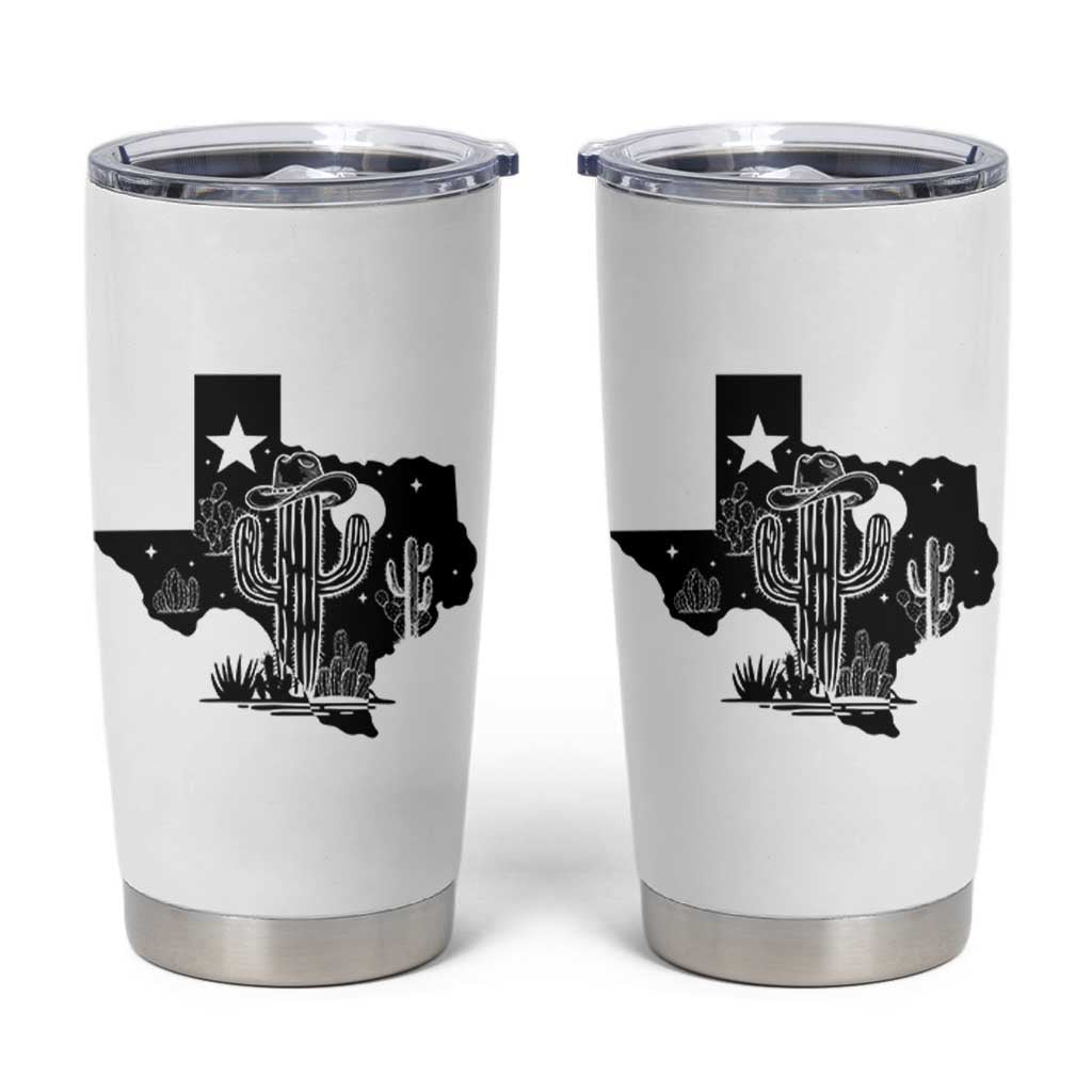 Western Pride Gift Tumbler Cup Cactus Texas Map With Cowboy Hat - Wonder Print Shop