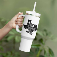 Western Pride Gift Tumbler With Handle Cactus Texas Map With Cowboy Hat - Wonder Print Shop