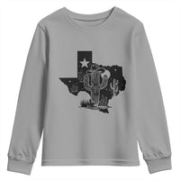 Western Pride Gift Youth Sweatshirt Cactus Texas Map With Cowboy Hat - Wonder Print Shop