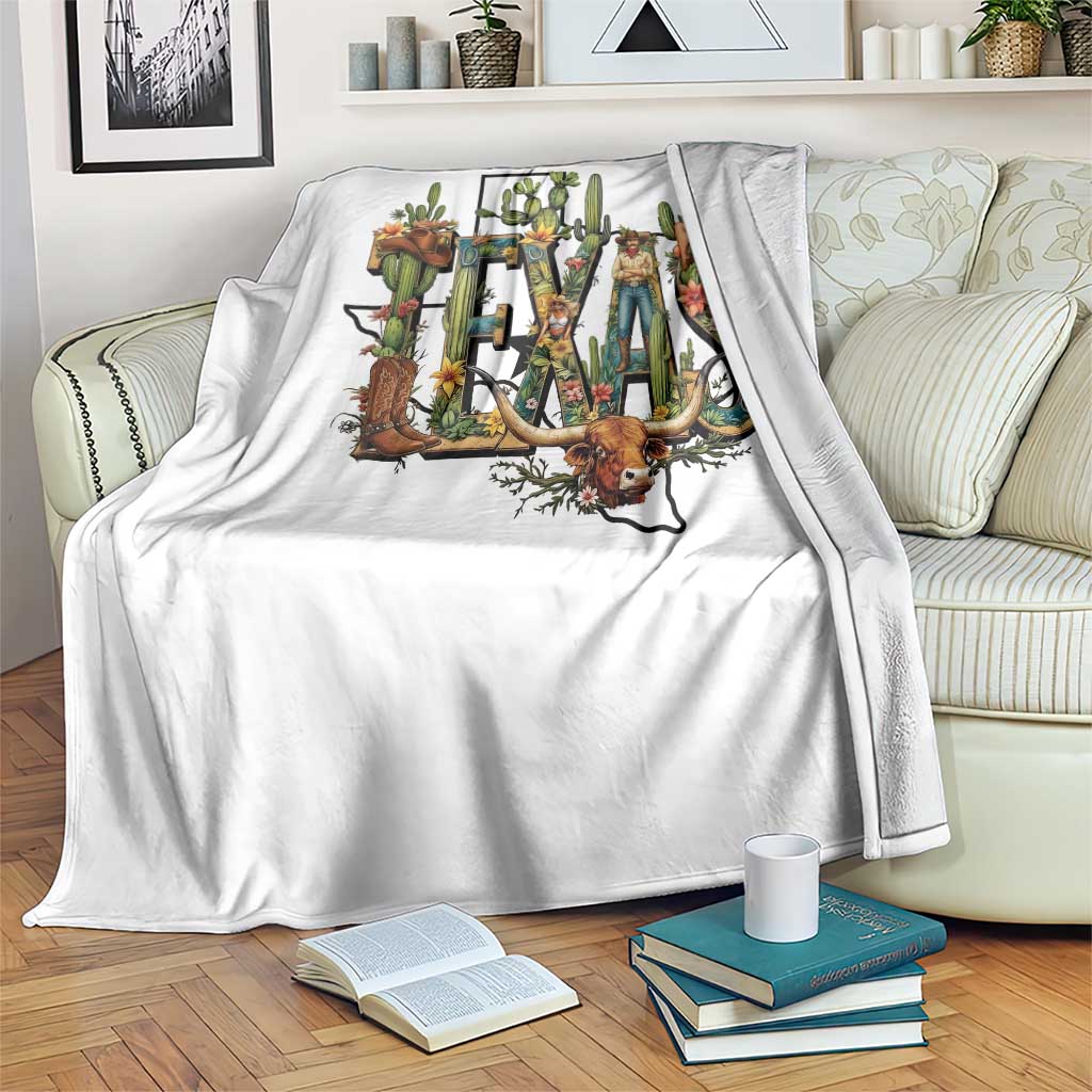 Texas Cowboy And Cowgirl Throw Blanket Vintage Cactus Gift Idea - Wonder Print Shop