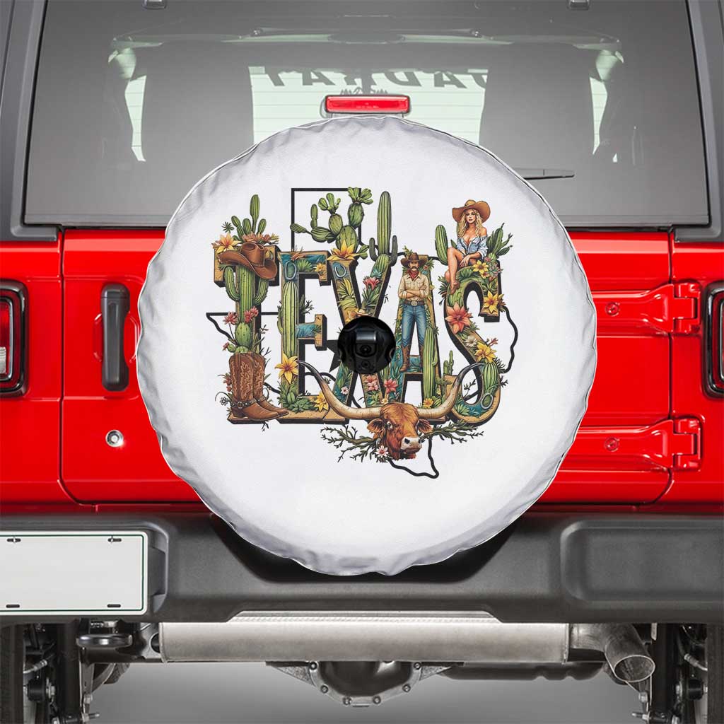 Texas Cowboy And Cowgirl Spare Tire Cover Vintage Cactus Gift Idea - Wonder Print Shop