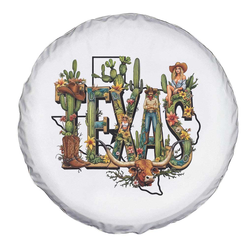 Texas Cowboy And Cowgirl Spare Tire Cover Vintage Cactus Gift Idea - Wonder Print Shop