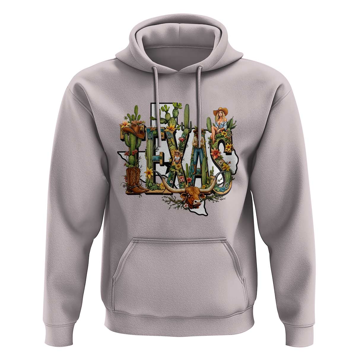 Texas Cowboy And Cowgirl Hoodie Vintage Cactus Gift Idea - Wonder Print Shop