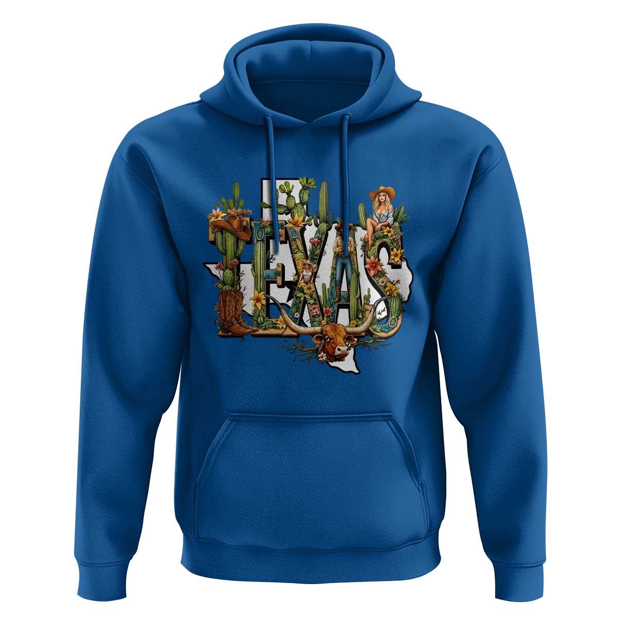 Texas Cowboy And Cowgirl Hoodie Vintage Cactus Gift Idea - Wonder Print Shop