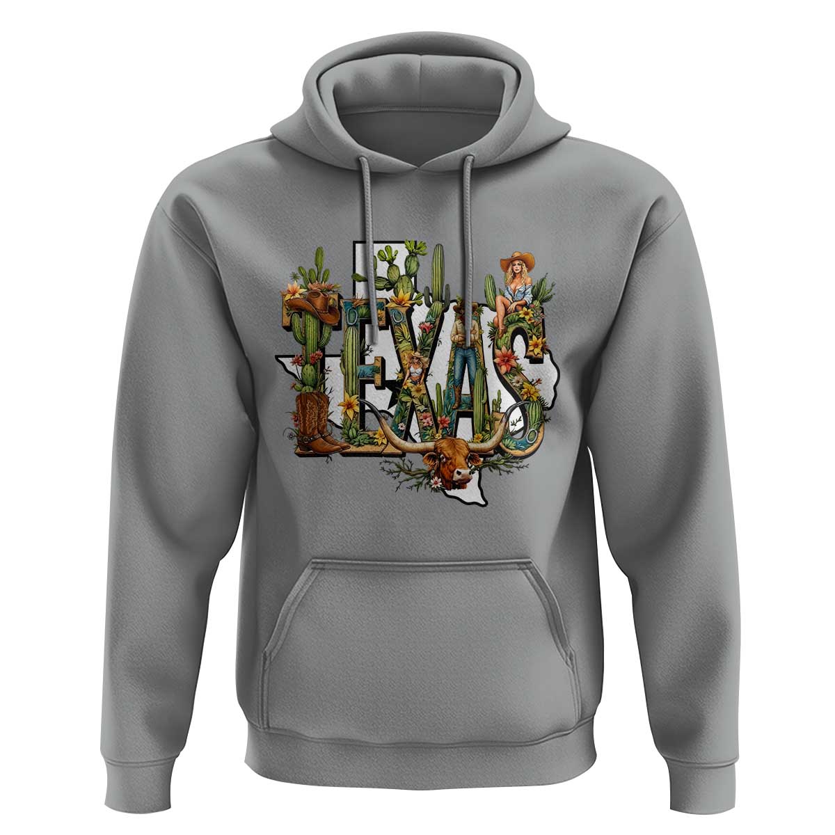 Texas Cowboy And Cowgirl Hoodie Vintage Cactus Gift Idea - Wonder Print Shop