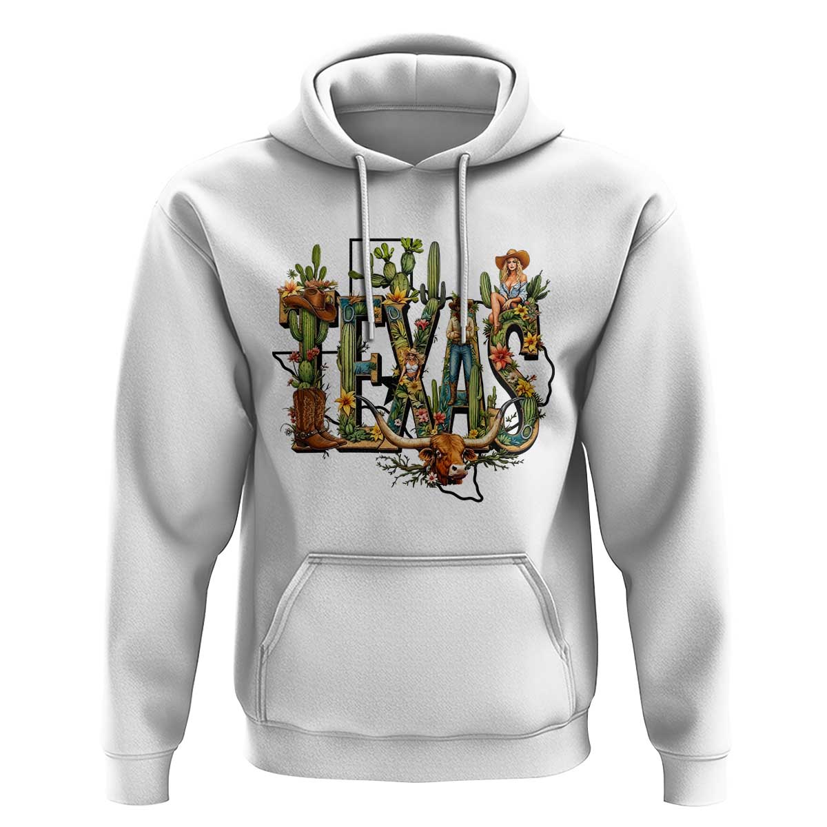 Texas Cowboy And Cowgirl Hoodie Vintage Cactus Gift Idea - Wonder Print Shop