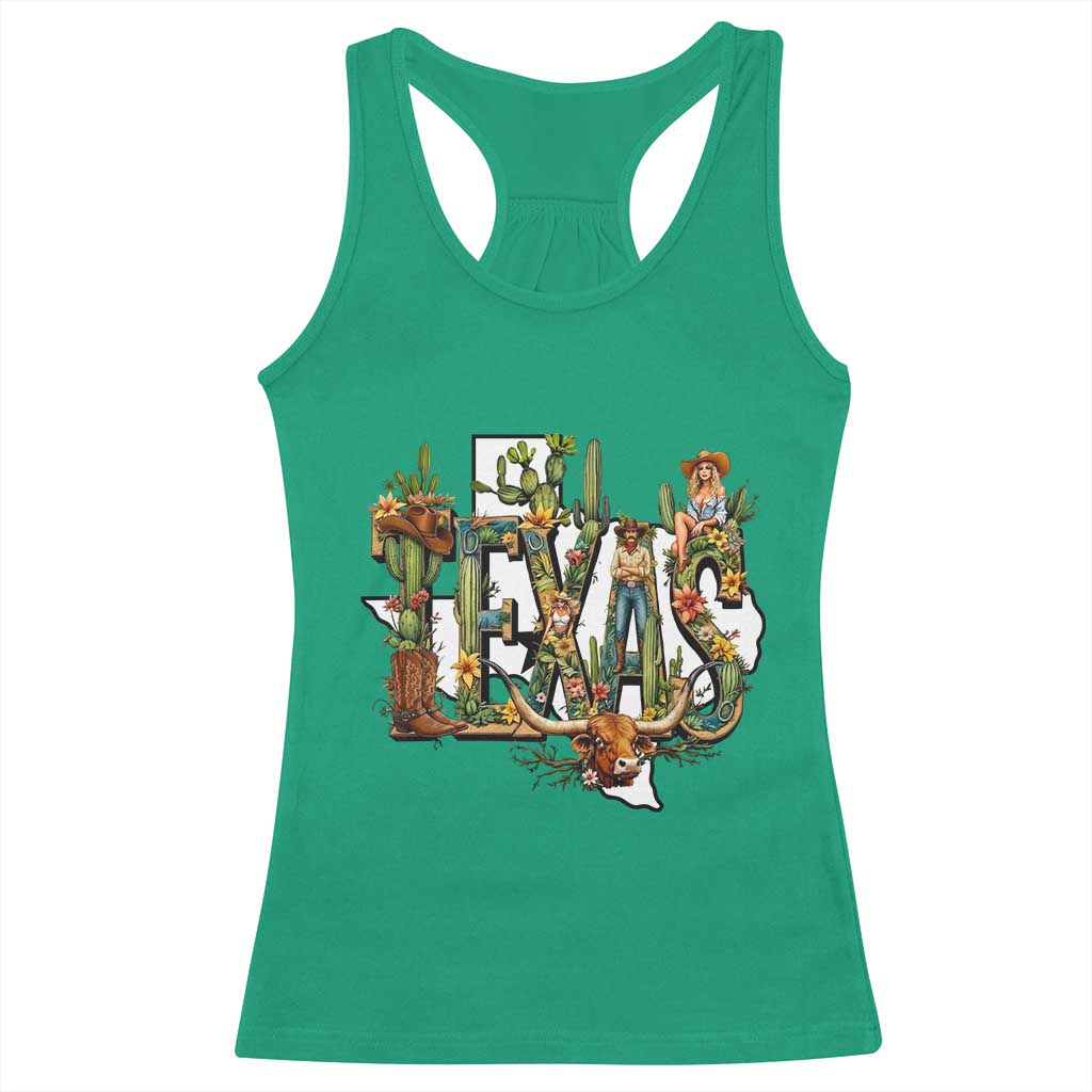 Texas Cowboy And Cowgirl Racerback Tank Top Vintage Cactus Gift Idea - Wonder Print Shop