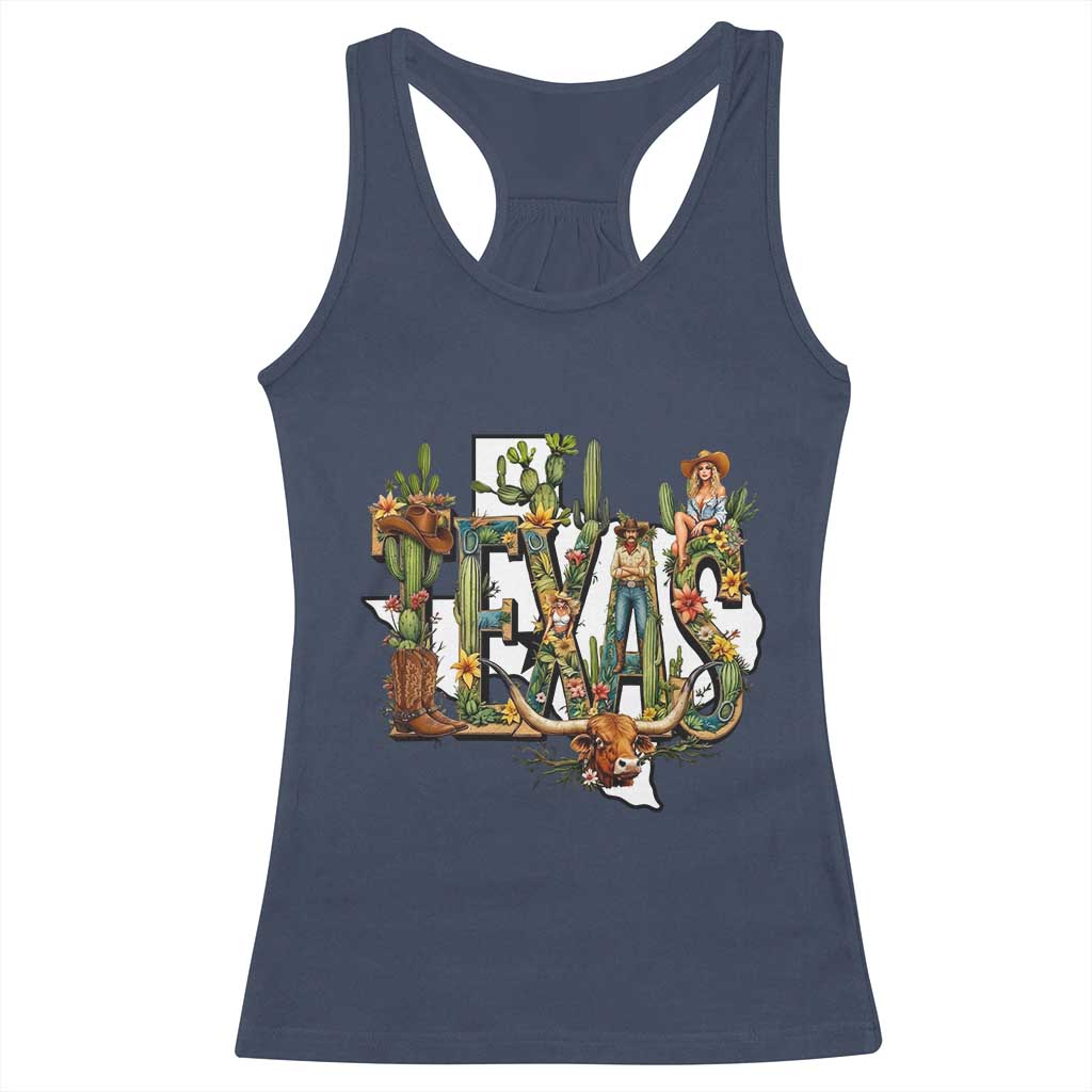 Texas Cowboy And Cowgirl Racerback Tank Top Vintage Cactus Gift Idea - Wonder Print Shop
