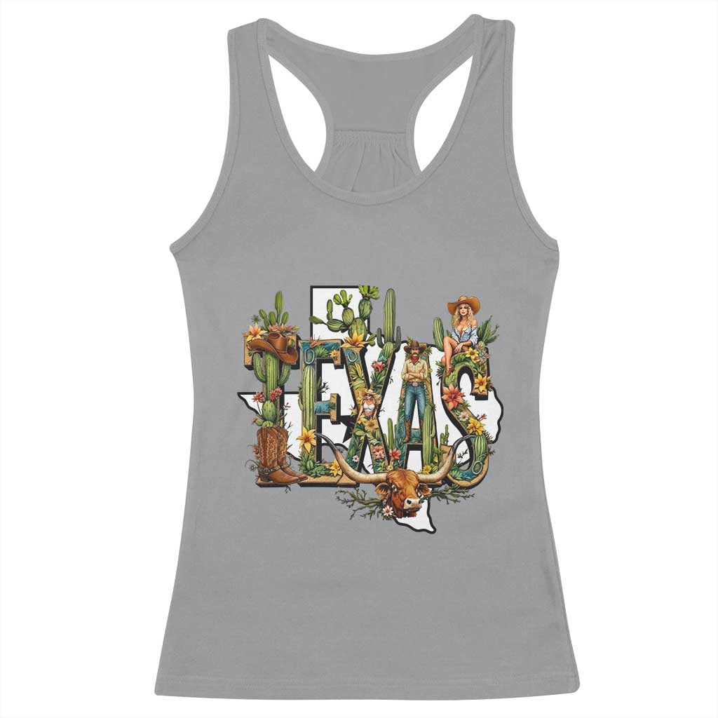 Texas Cowboy And Cowgirl Racerback Tank Top Vintage Cactus Gift Idea - Wonder Print Shop