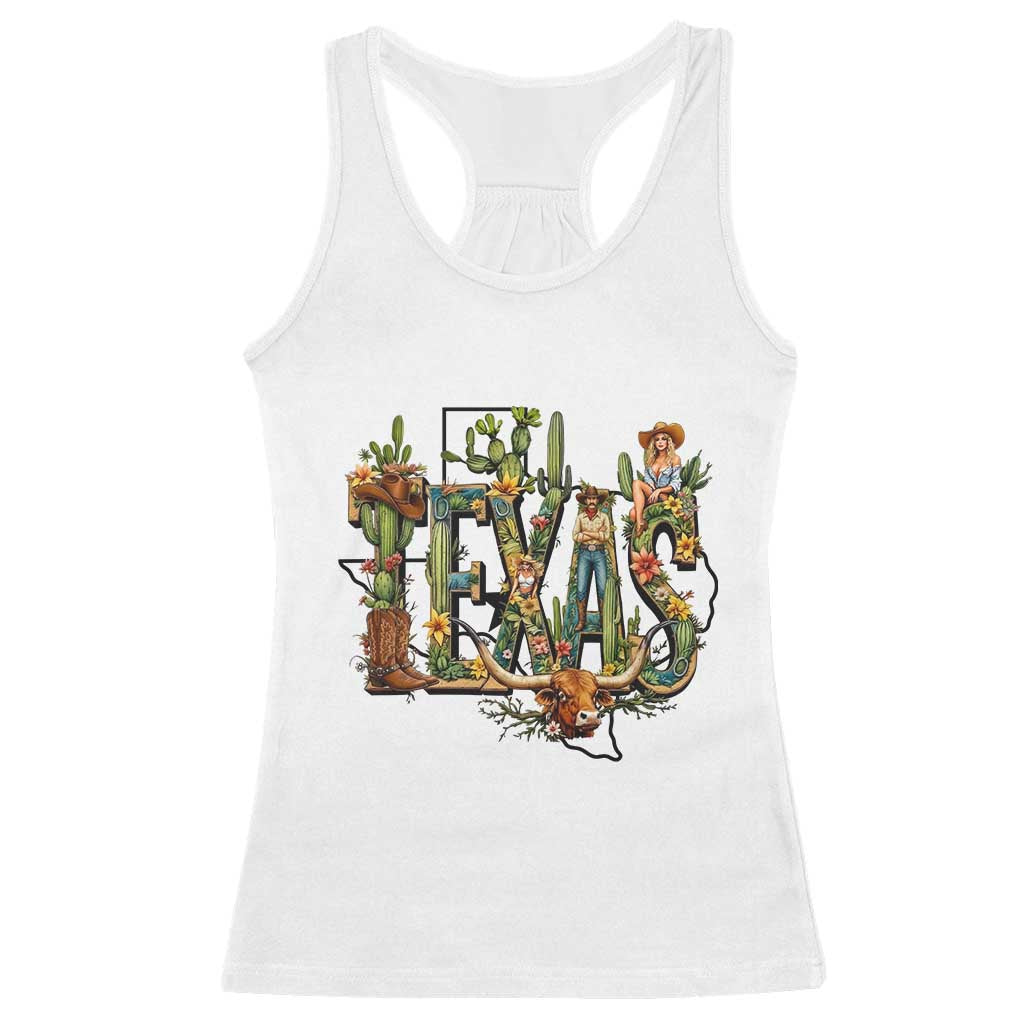 Texas Cowboy And Cowgirl Racerback Tank Top Vintage Cactus Gift Idea - Wonder Print Shop