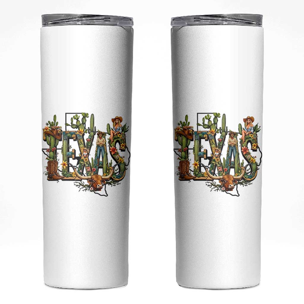 Texas Cowboy And Cowgirl Skinny Tumbler Vintage Cactus Gift Idea - Wonder Print Shop