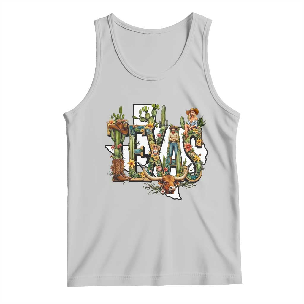 Texas Cowboy And Cowgirl Tank Top Vintage Cactus Gift Idea - Wonder Print Shop