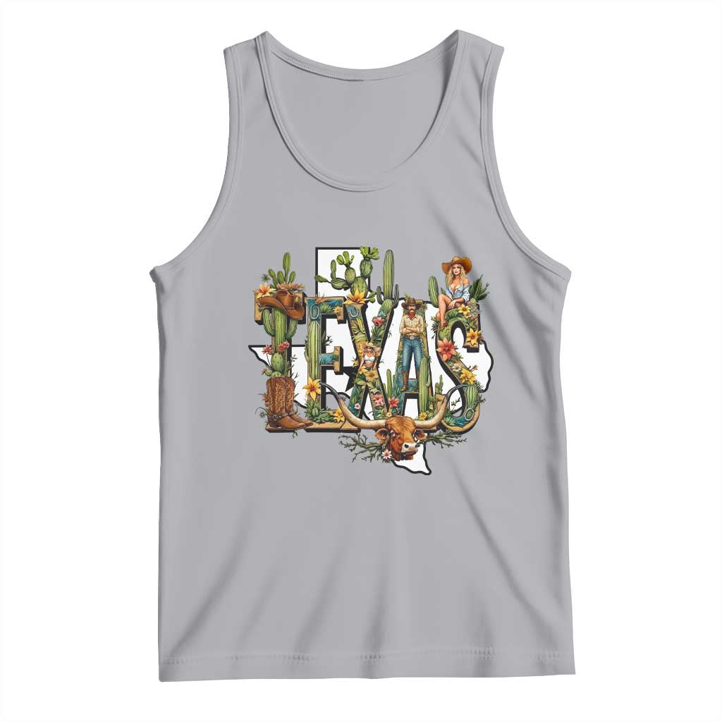 Texas Cowboy And Cowgirl Tank Top Vintage Cactus Gift Idea - Wonder Print Shop