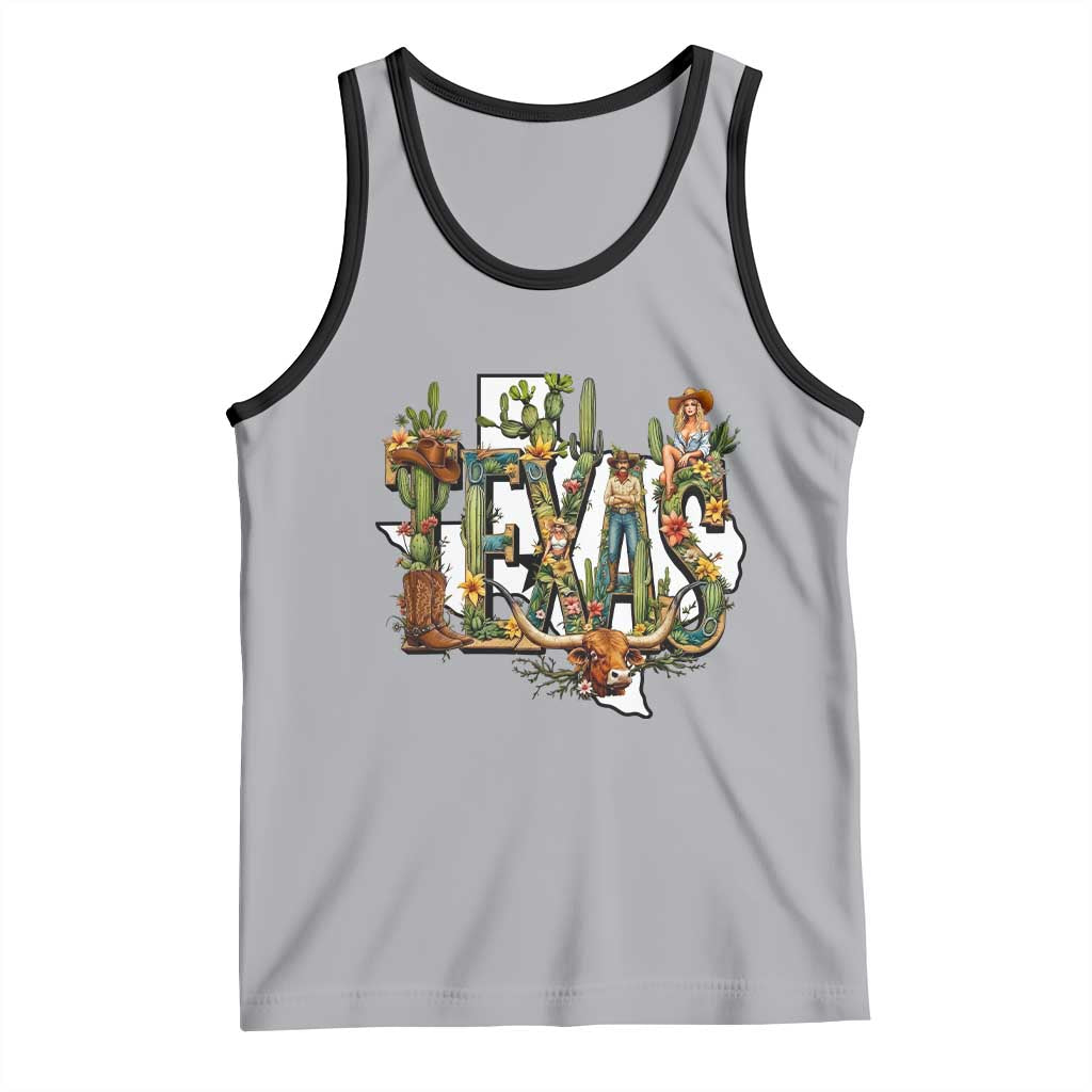 Texas Cowboy And Cowgirl Tank Top Vintage Cactus Gift Idea - Wonder Print Shop