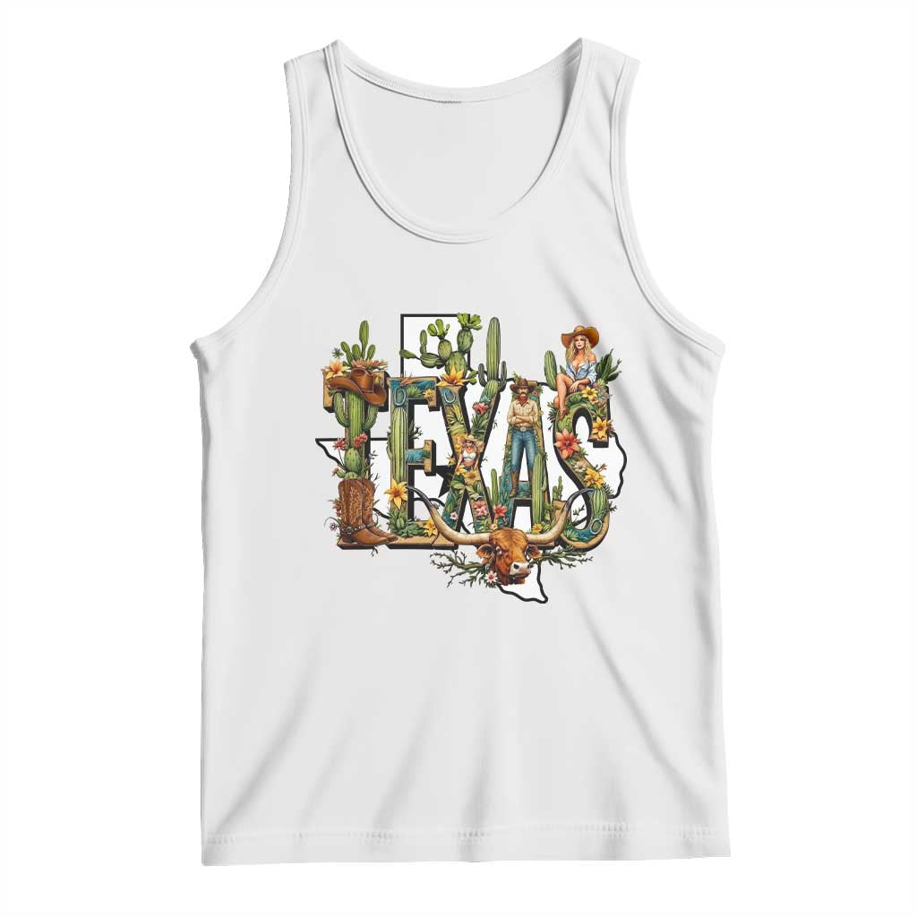Texas Cowboy And Cowgirl Tank Top Vintage Cactus Gift Idea - Wonder Print Shop