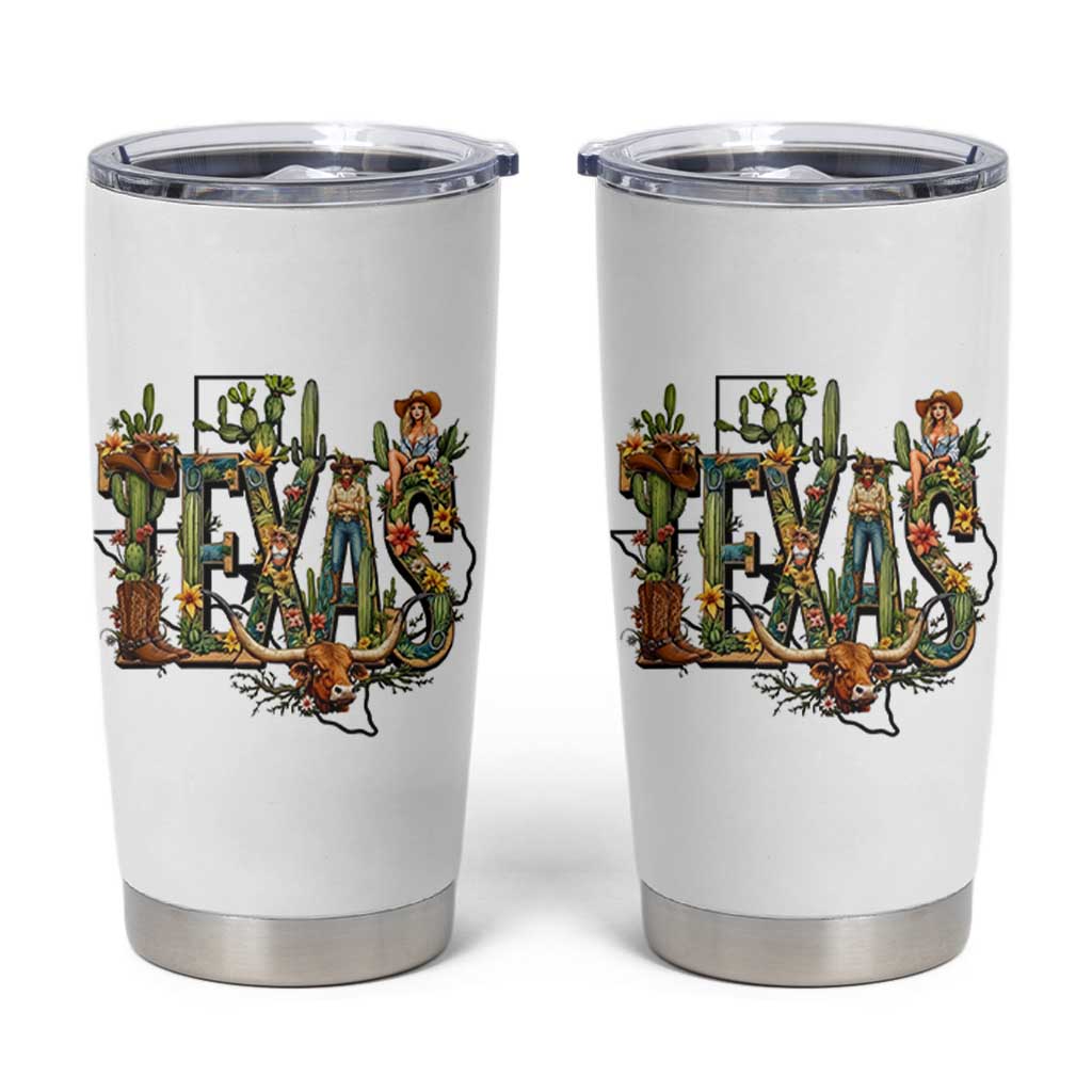 Texas Cowboy And Cowgirl Tumbler Cup Vintage Cactus Gift Idea - Wonder Print Shop