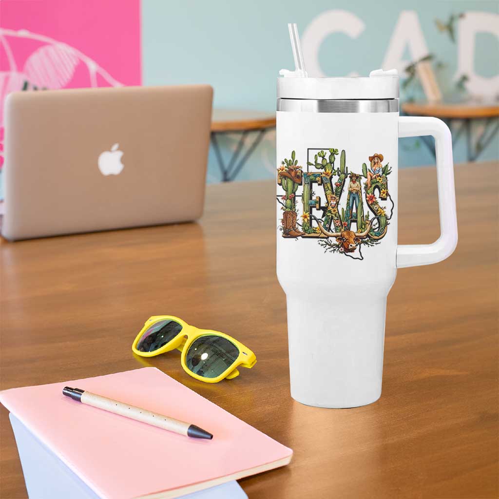 Texas Cowboy And Cowgirl Tumbler With Handle Vintage Cactus Gift Idea - Wonder Print Shop
